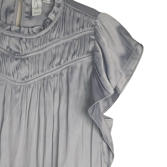 Joie Gray PIntucked Flutter Sleeve Top S Feminine Romantic Office - Picture 3 of 10